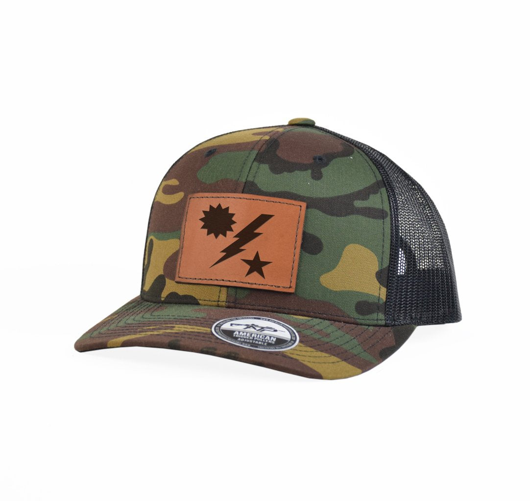 Star Sun Bolt Leather Snap-Back