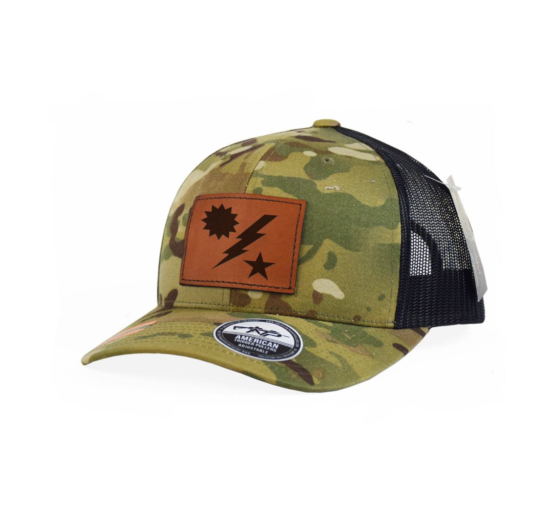 Star Sun Bolt Leather Snap-Back