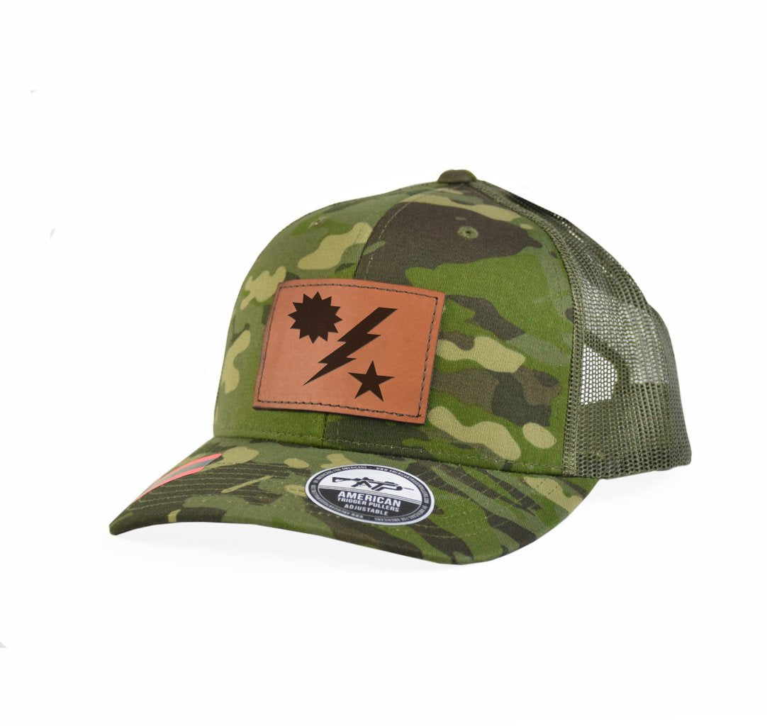 Star Sun Bolt Leather Snap-Back