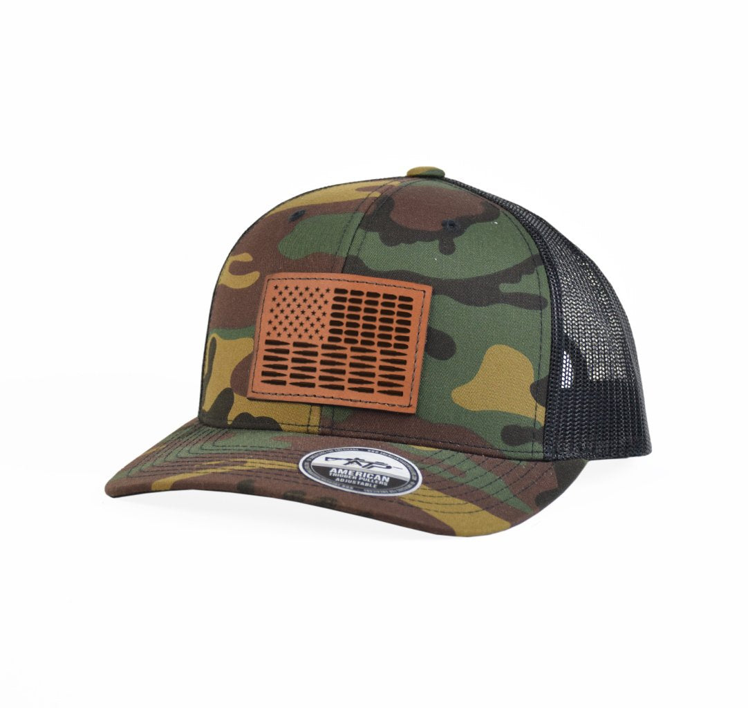 Bullet Flag Leather Snap-Back