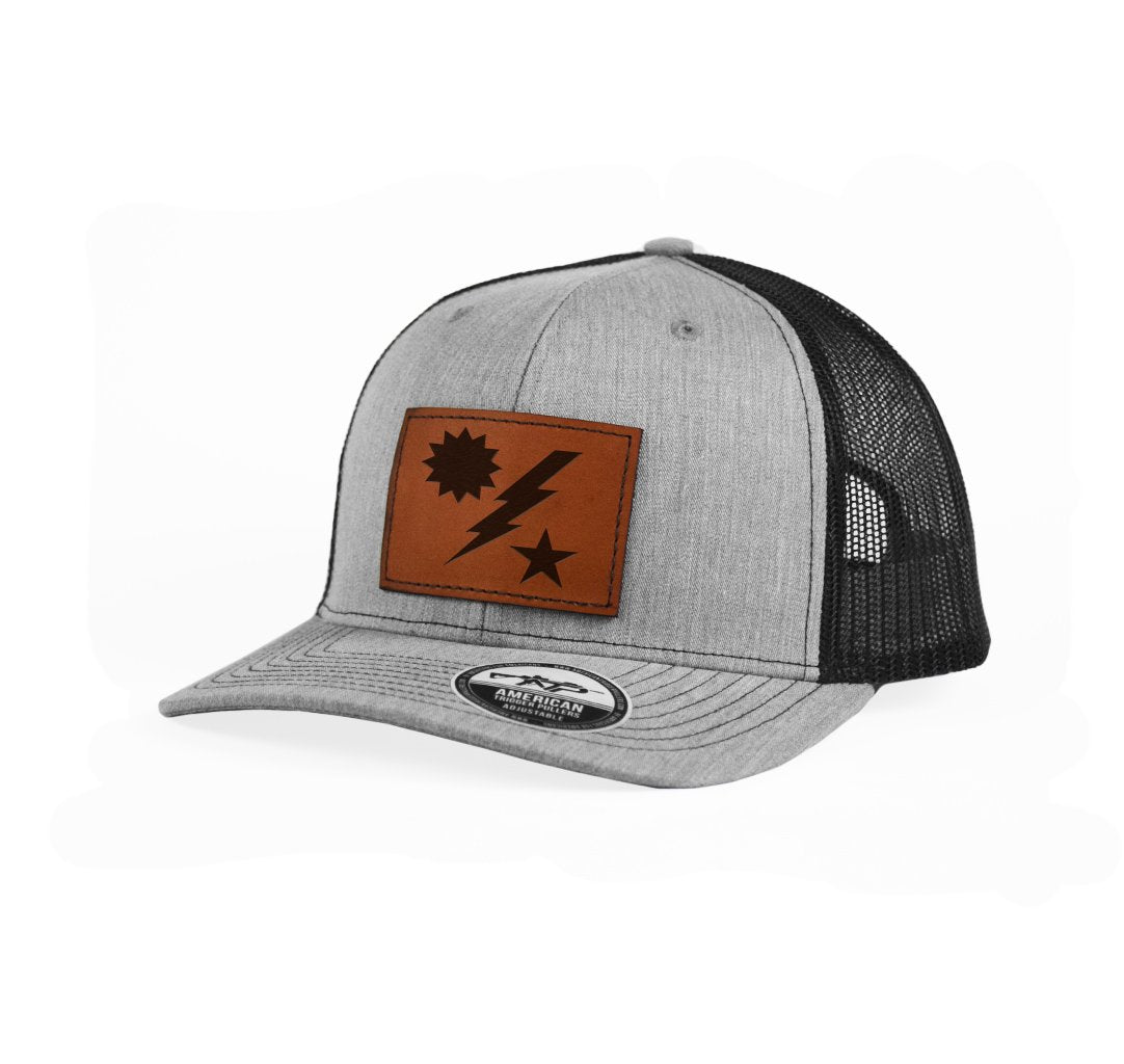 Star Sun Bolt Leather Snap-Back